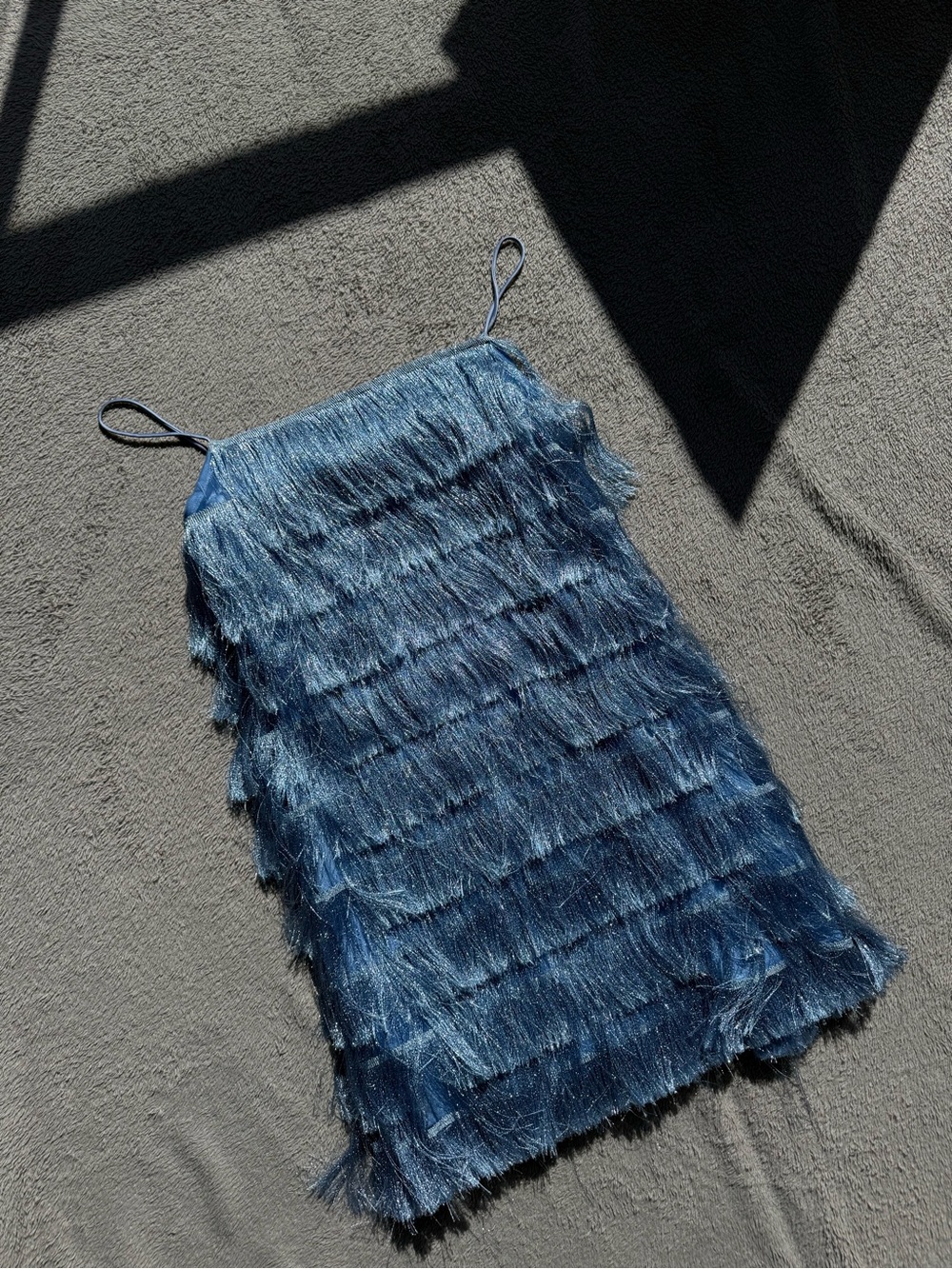 Zara Blue Fringe Slip Dress